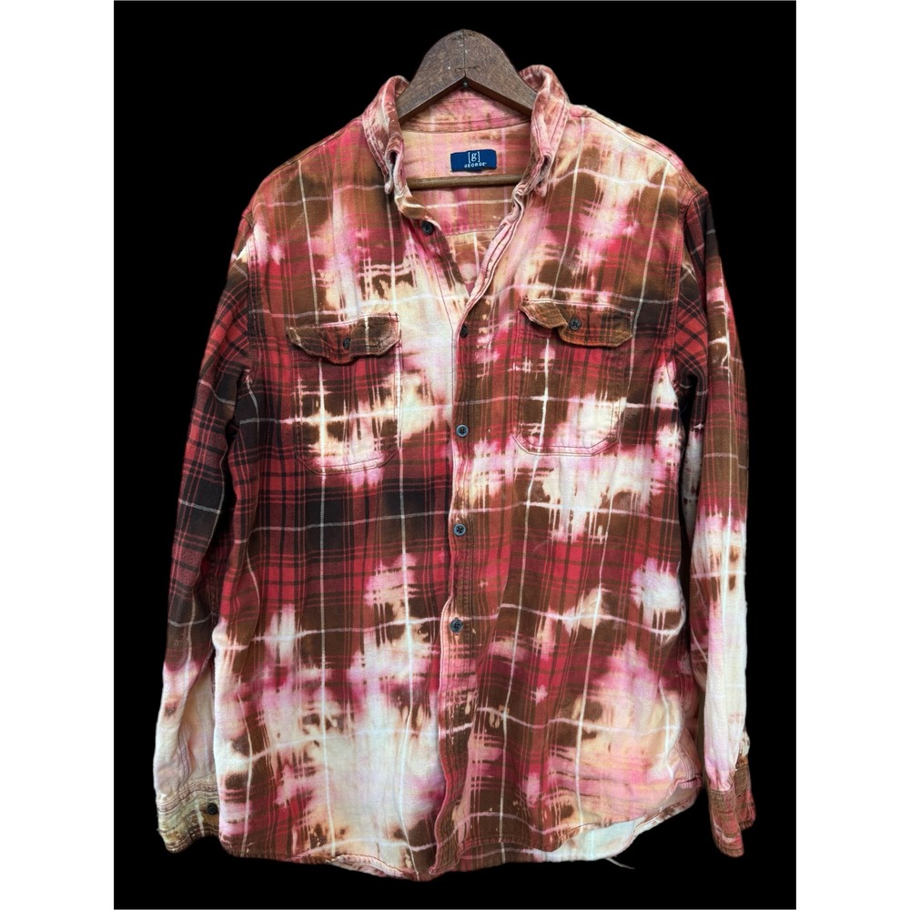 Vintage Butterfly Patch Bleached Flannel Shirt Upcycled Cotton Size Large - Picture 6 of 10